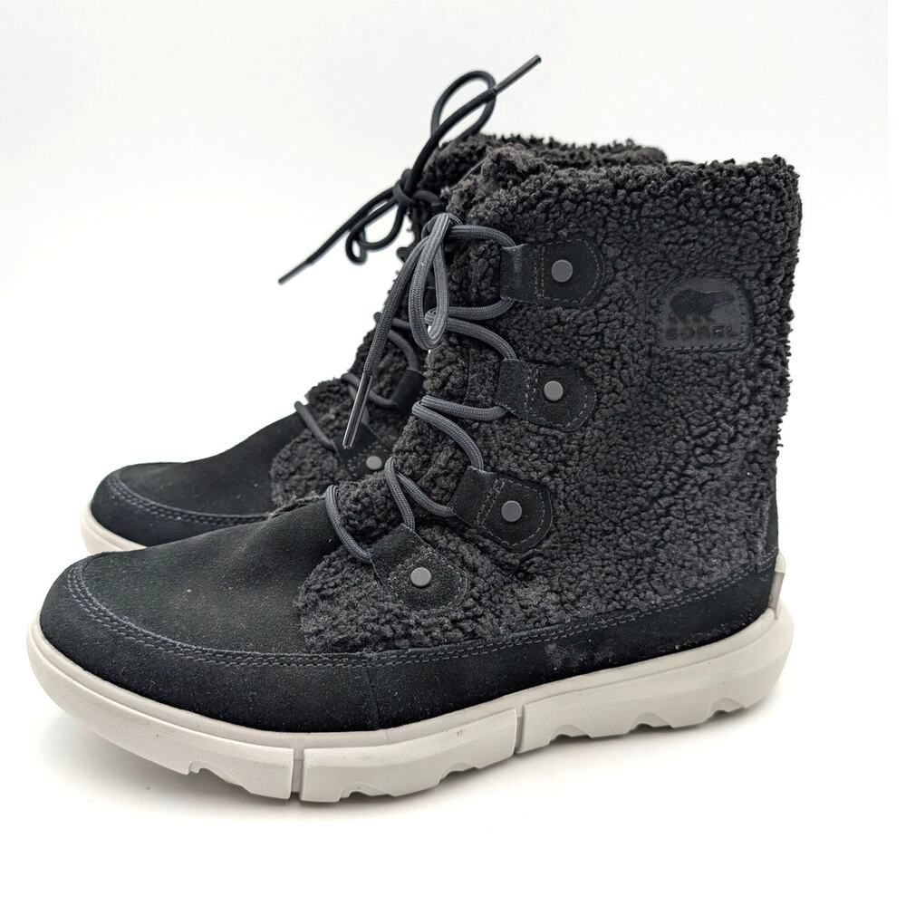 Sorel Explorer III Joan Waterproof Boots Lace-Up Women's Black Size US8.5 EU39.5